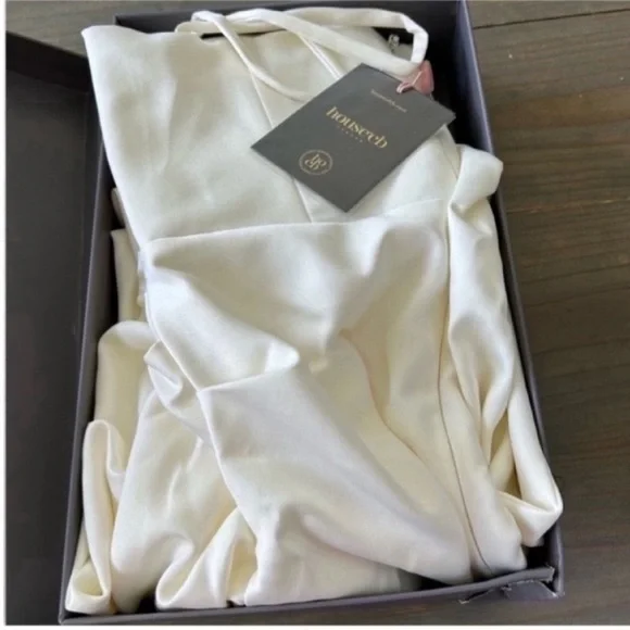 House Of CB Flora Satin Pleated Corset Midi Dress Ivory NWT - Picture 8 of 12